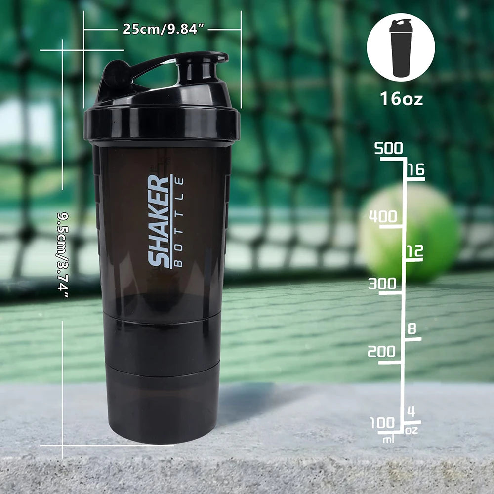 3-Layer Protein Shaker Bottle – Mixing Cup for Workouts