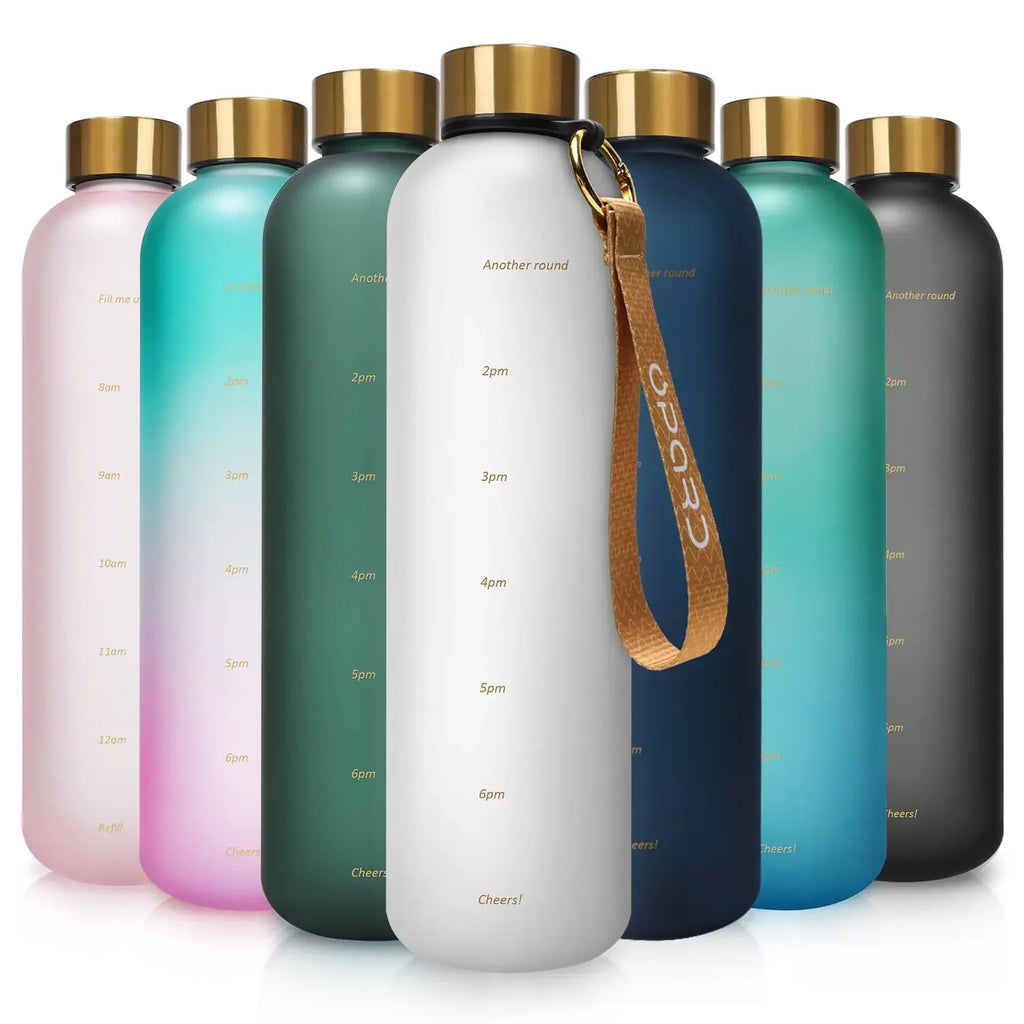 BPA Free 1L Water Bottle with Time Marker – Leakproof