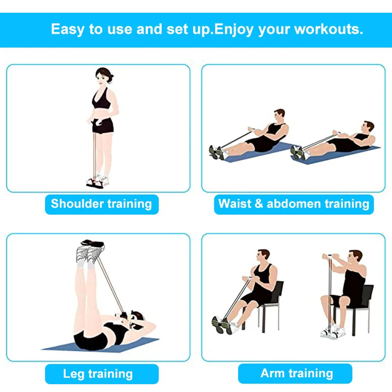 4-Tube Resistance Bands with Pedal – Fitness Pull Rope
