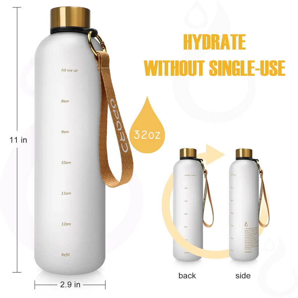 BPA Free 1L Water Bottle with Time Marker – Leakproof