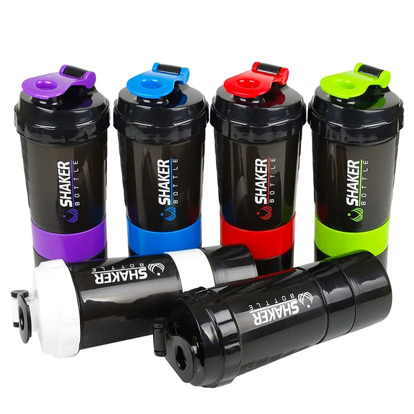 3-Layer Protein Shaker Bottle – Large Capacity Mixing Cup