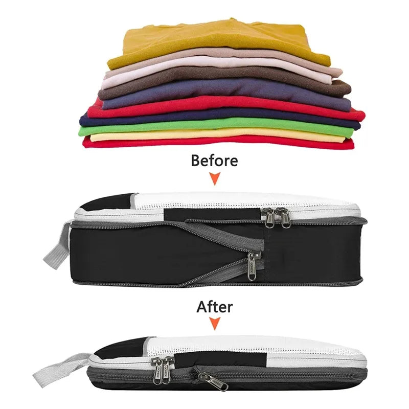 Compressible Packing Cubes – Waterproof Travel Luggage Organizer