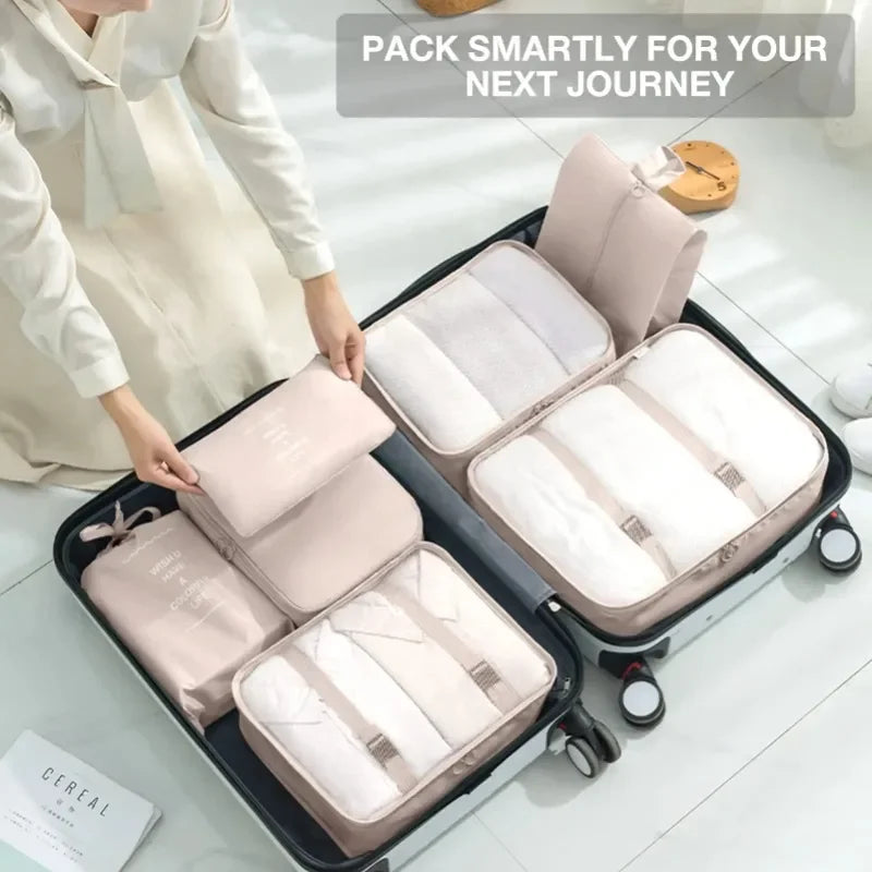 7-Piece Packing Cubes Set – Travel Luggage Organizer with Shoe & Cosmetic Bags