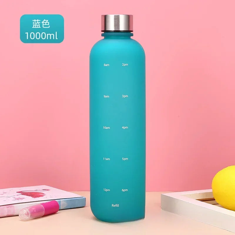 BPA Free 1L Water Bottle with Time Marker – Leakproof