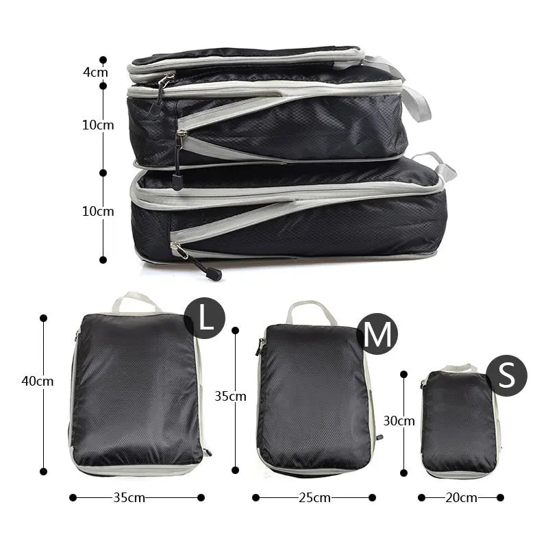 Compressible Packing Cubes – Waterproof Travel Luggage Organizer