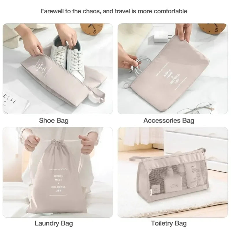 7-Piece Packing Cubes Set – Travel Luggage Organizer with Shoe & Cosmetic Bags