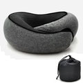 Adjustable memory foam travel neck pillow with ergonomic snail-style neck support