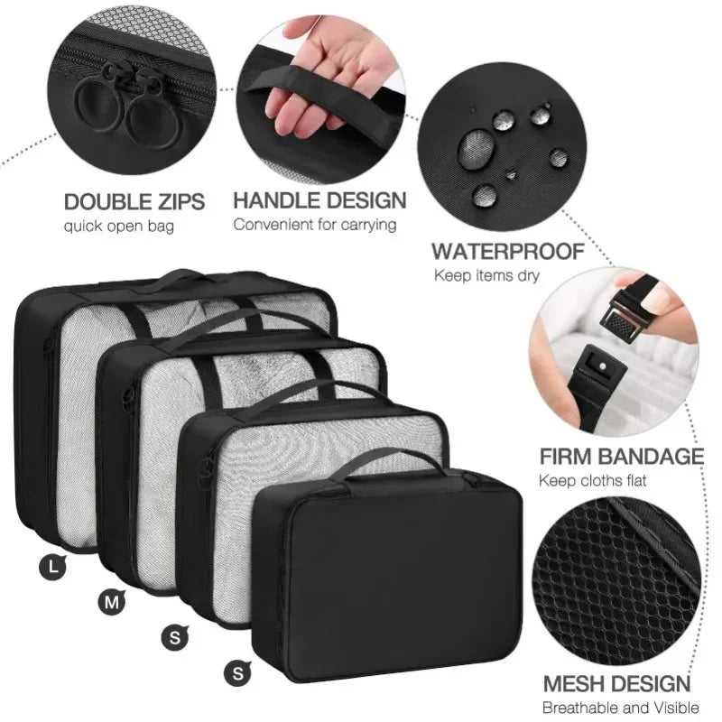 7-Piece Packing Cubes Set – Travel Luggage Organizer with Shoe & Cosmetic Bags