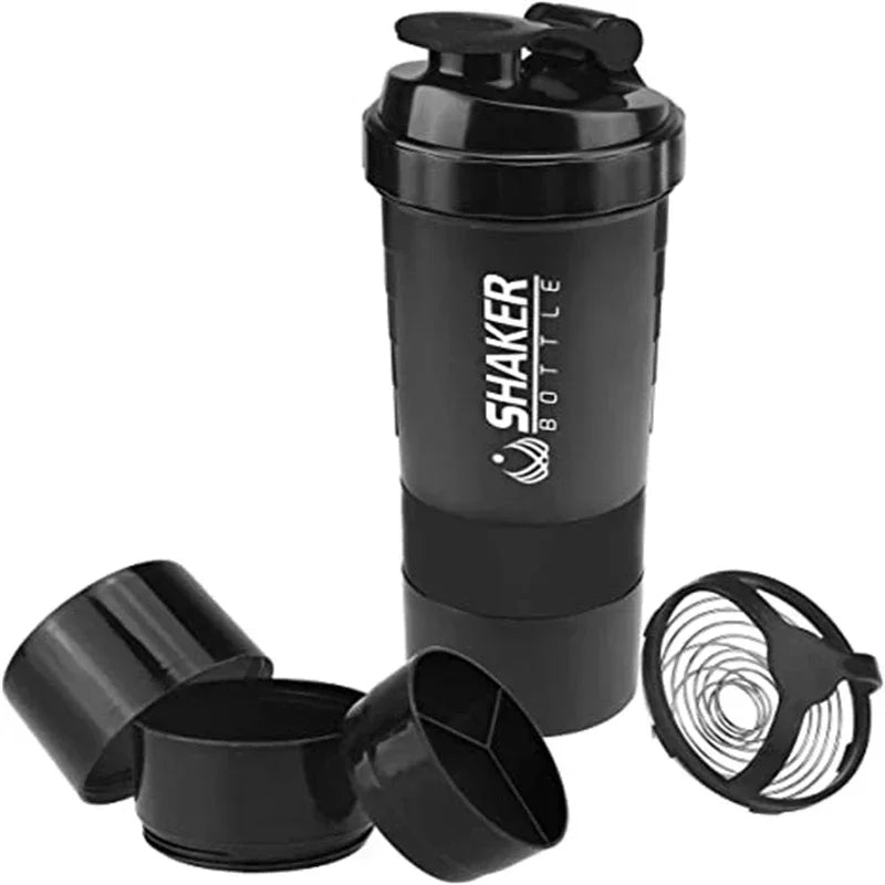 Protein Shaker Cup 500ml with Powder Storage & Whisk Ball