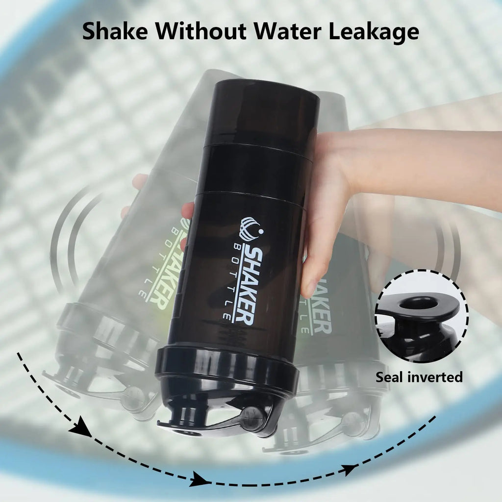 3-Layer Protein Shaker Bottle – Large Capacity Mixing Cup