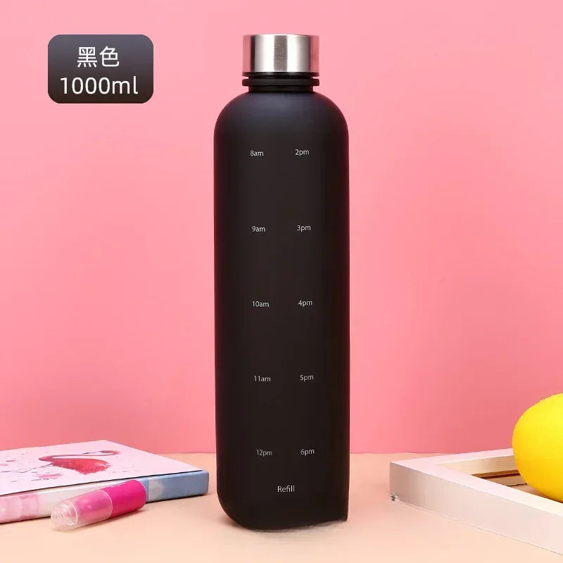 BPA Free 1L Water Bottle with Time Marker – Leakproof