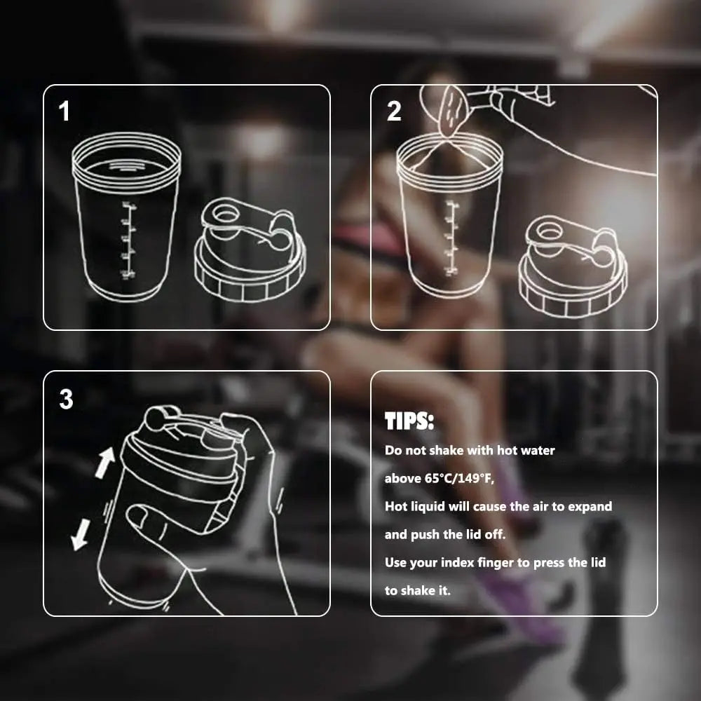 3-Layer Protein Shaker Bottle – Mixing Cup for Workouts