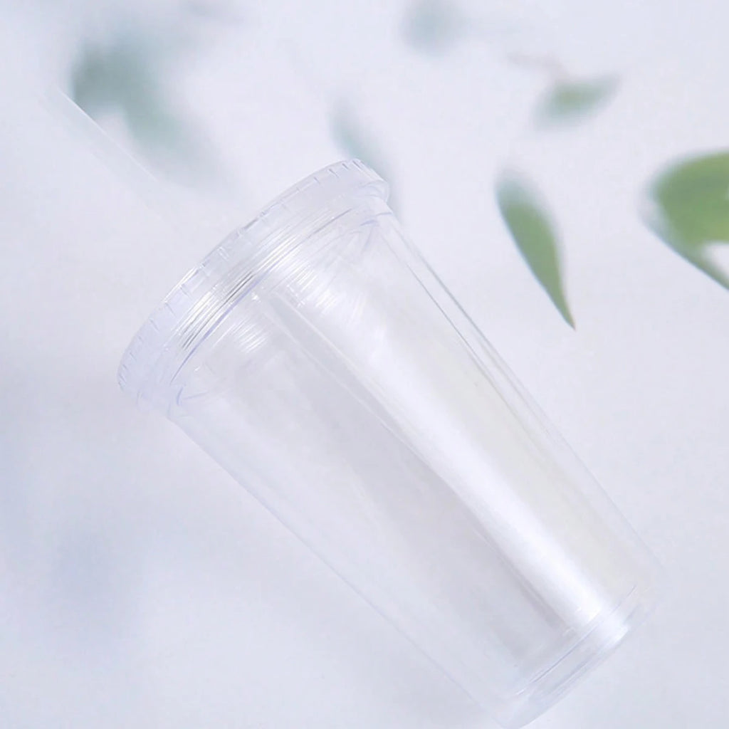 450ml Double-Layer Water Bottle with Straw – Reusable Cup