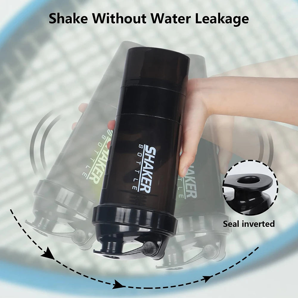 3-Layer Protein Shaker Bottle – Mixing Cup for Workouts