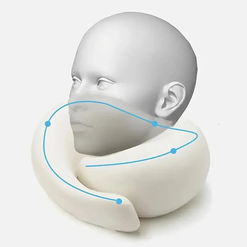Adjustable memory foam travel neck pillow with ergonomic snail-style neck support