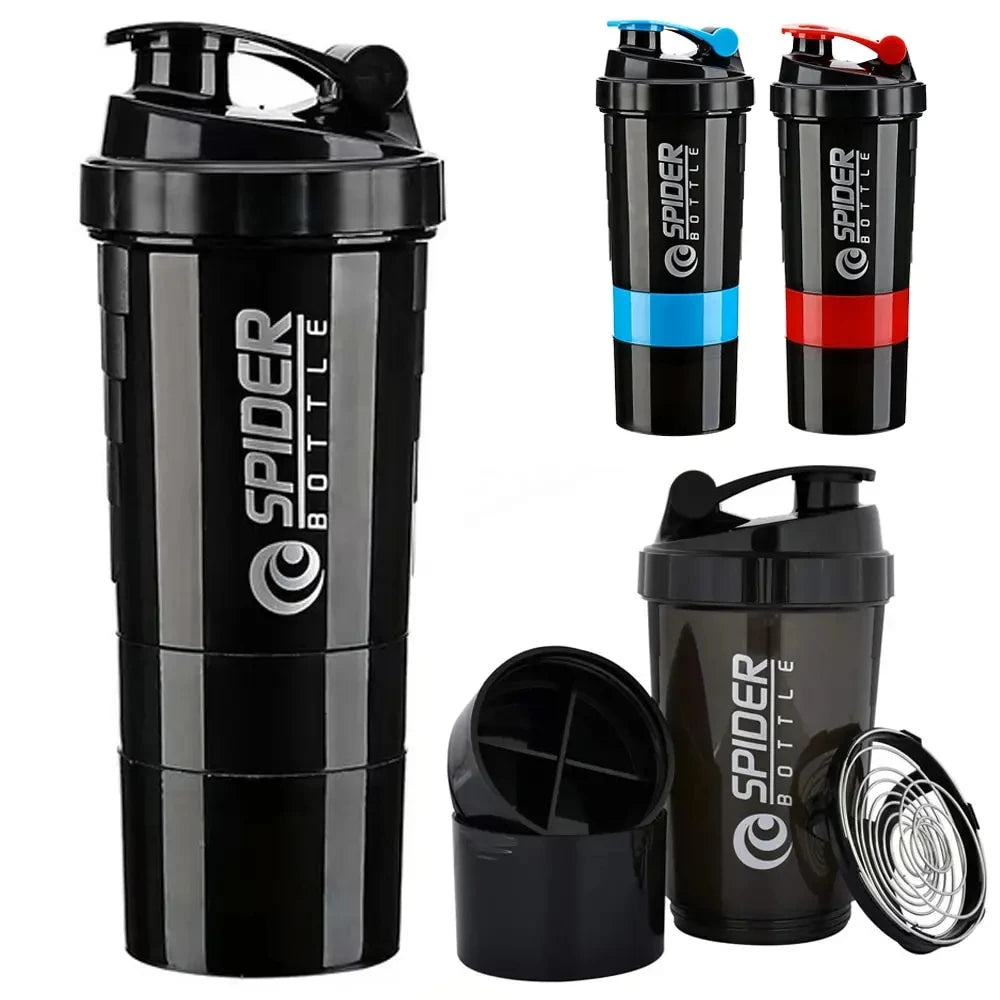 3-Layer Protein Shaker Bottle – Large Capacity Mixing Cup