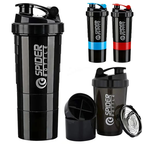 3-Layer Protein Shaker Bottle – Large Capacity Mixing Cup