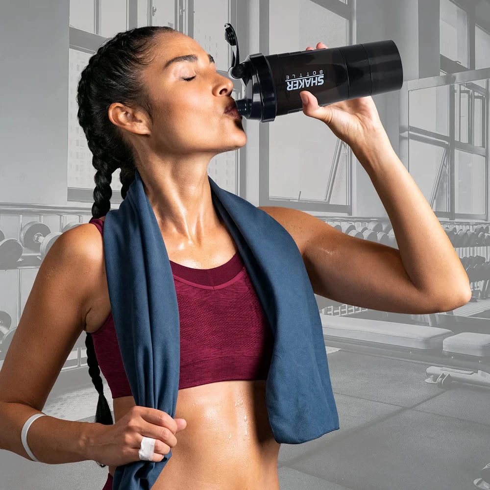 3-Layer Protein Shaker Bottle – Mixing Cup for Workouts