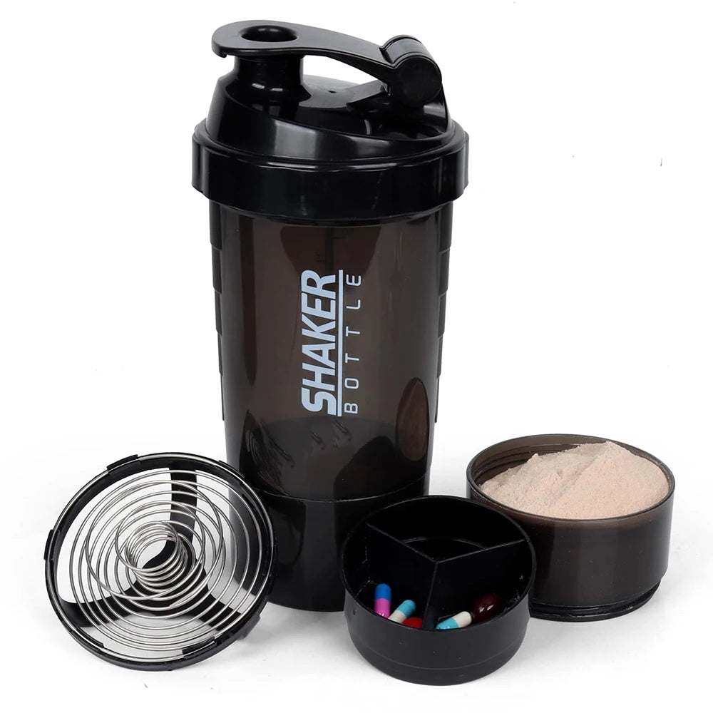 3-Layer Protein Shaker Bottle – Mixing Cup for Workouts