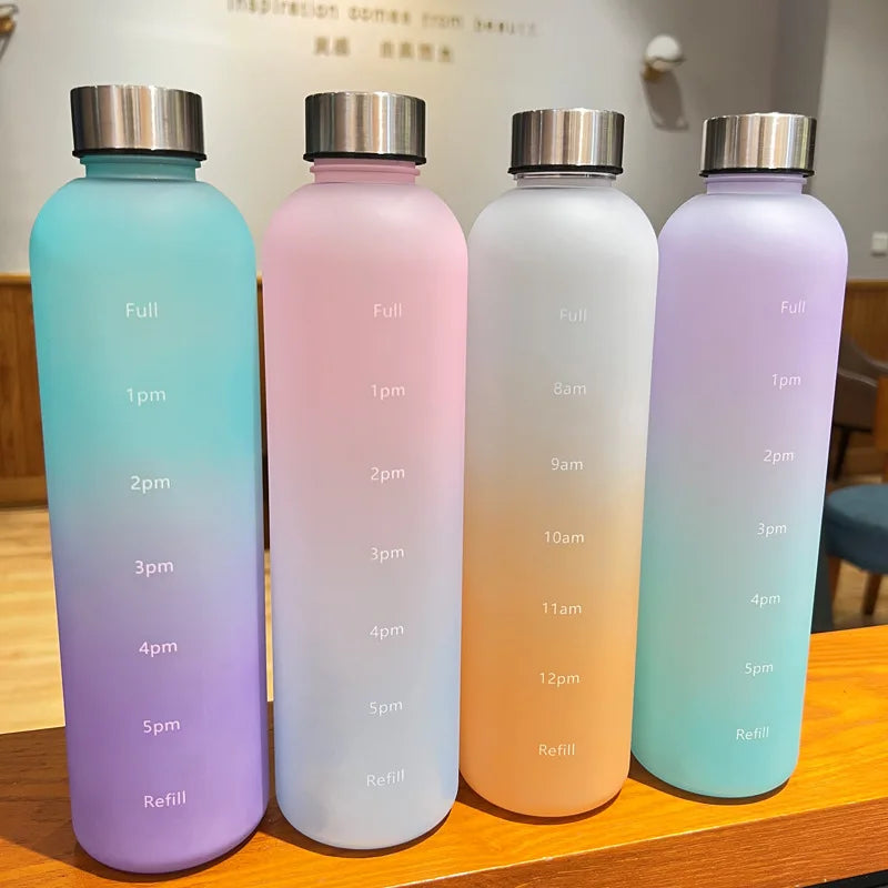 BPA Free 1L Water Bottle with Time Marker – Leakproof